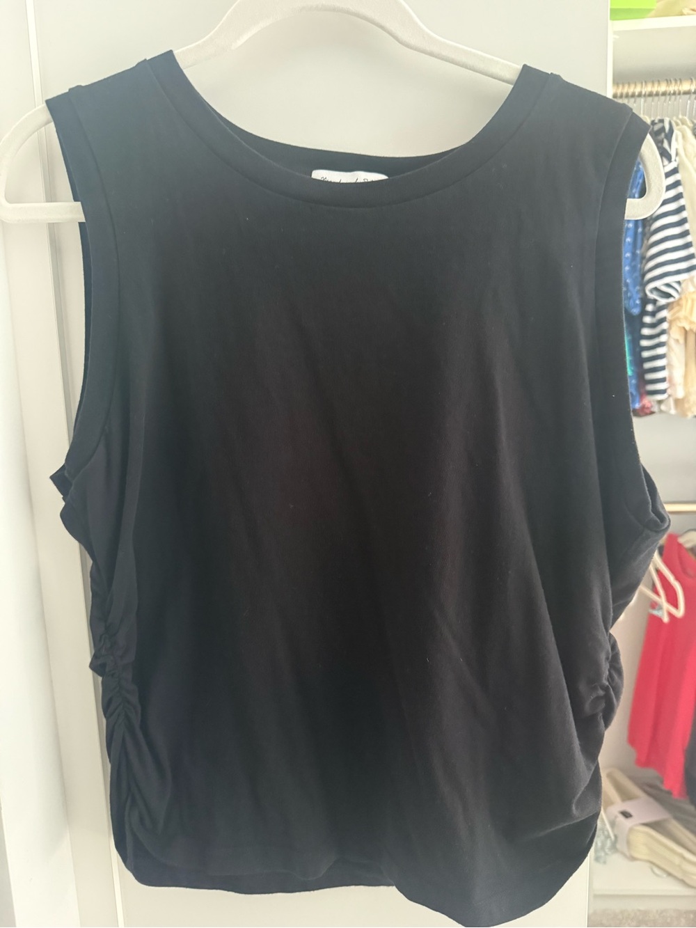 Michael Stars Side Ruched Black Sleeveless Womens Top - Classic Tank